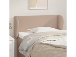 Cabecero | Panel de cama con solapas de piel sintética 93x23x78/88 cm Capuchino