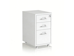 Relaxdays Cajonera Con Ruedas, 3 Cajones, (al X An X F): 45,5 X 28 X 41 Cm, Cerradura, Archivador Móvil, Metal, Blanco