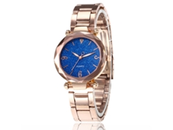 Reloj De Pulsera De Cuarzo Para Mujer Zhoulianfa, De Acero, Con Esfera Redonda A La Moda Y Color Azul Real.