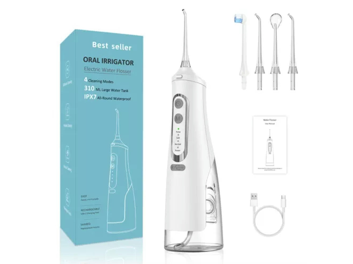 DIGITALLAB Irrigador Bucal Usb Portatil Dental Chorro De Agua 310Ml Blanco