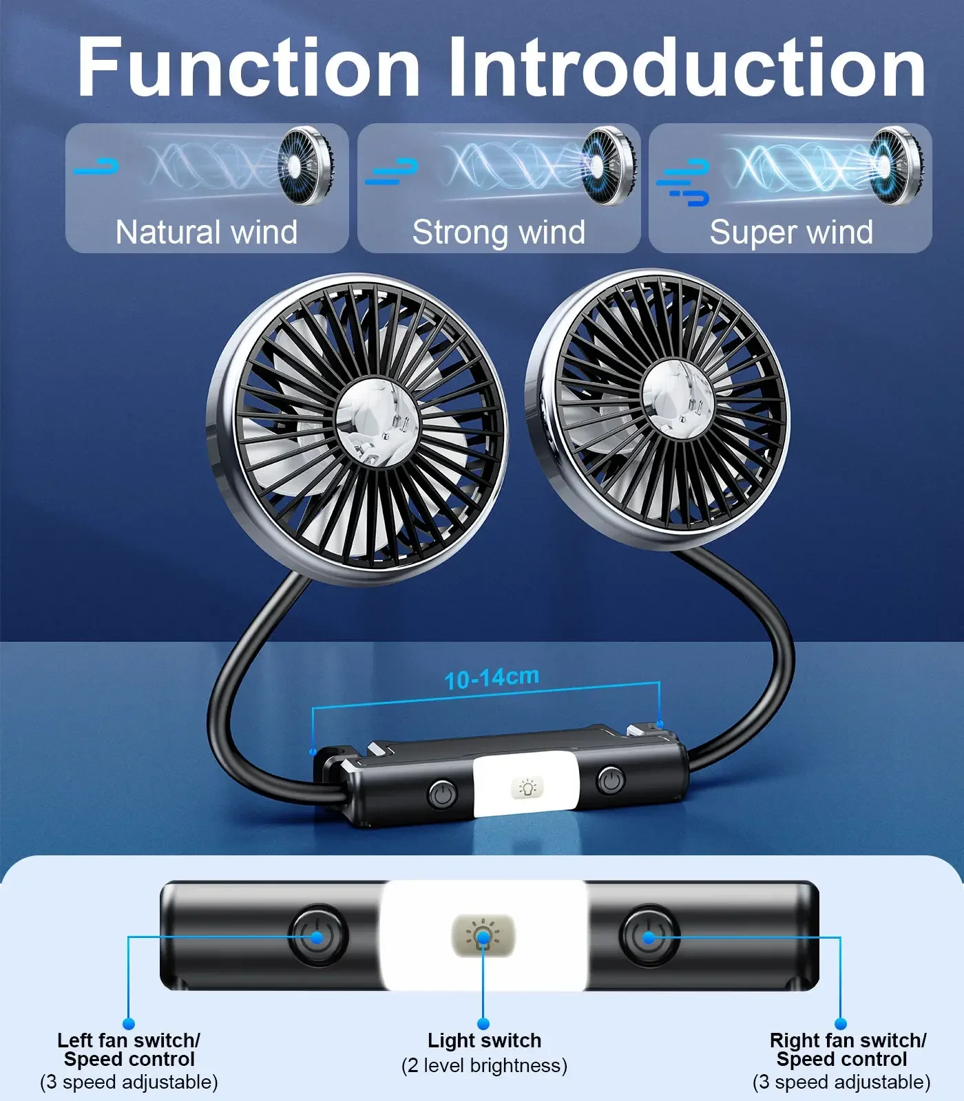 Soporte Para Ventilador Usb (negro) Con Rotación De 360°, 3 Velocidades, Funcionamiento Potente Y Silencioso, 2 Led.