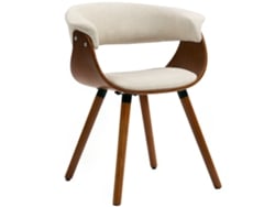 Silla Comedor Lino Respaldo Curvo Patas Madera Beige