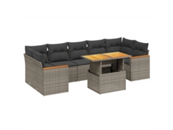 Maison Exclusive - Set De Sofás De Jardín 8 Pzas Y Cojines Ratán Sintético Gris