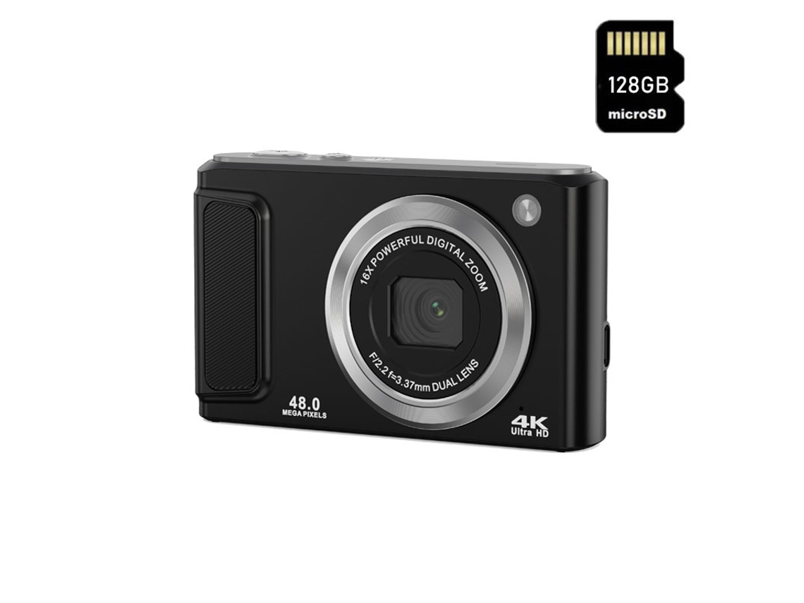 Cámara fotos digital SZSMART compacta DC308 4K 48MP Pantalla de 2,8 pulgadas + 128G - Negro