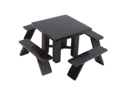 Juego De Mesa Y Banco En Miniatura Para Casa De Muñecas, Escala 1:12, Madera De Ébano, Decoración De Madera.