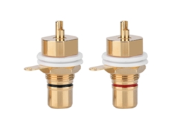 2 Conectores Hembra Rca De Cobre Chapados En Oro Para Montaje En Panel Para Diferentes Aplicações E Usos