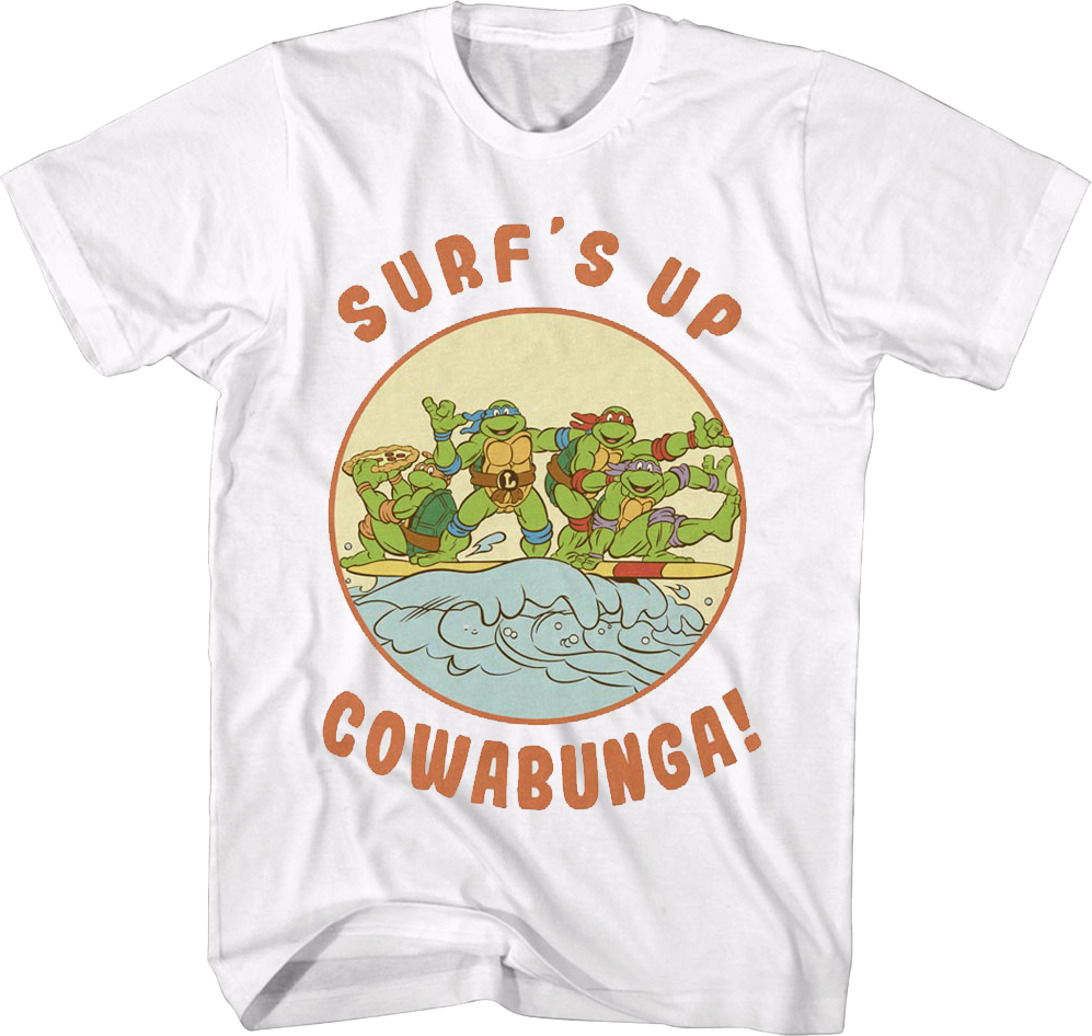 Camisetas Unisex DEEPSTONE Surf's Up Teenage Mutant Ninja Turtles Blanco (XXXL)
