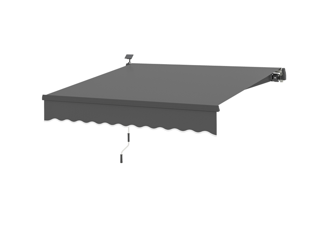 Toldo Articulado De 300 Cm Con Manivela, Protección Uv50, Color Gris, Para Balcón O Patio.