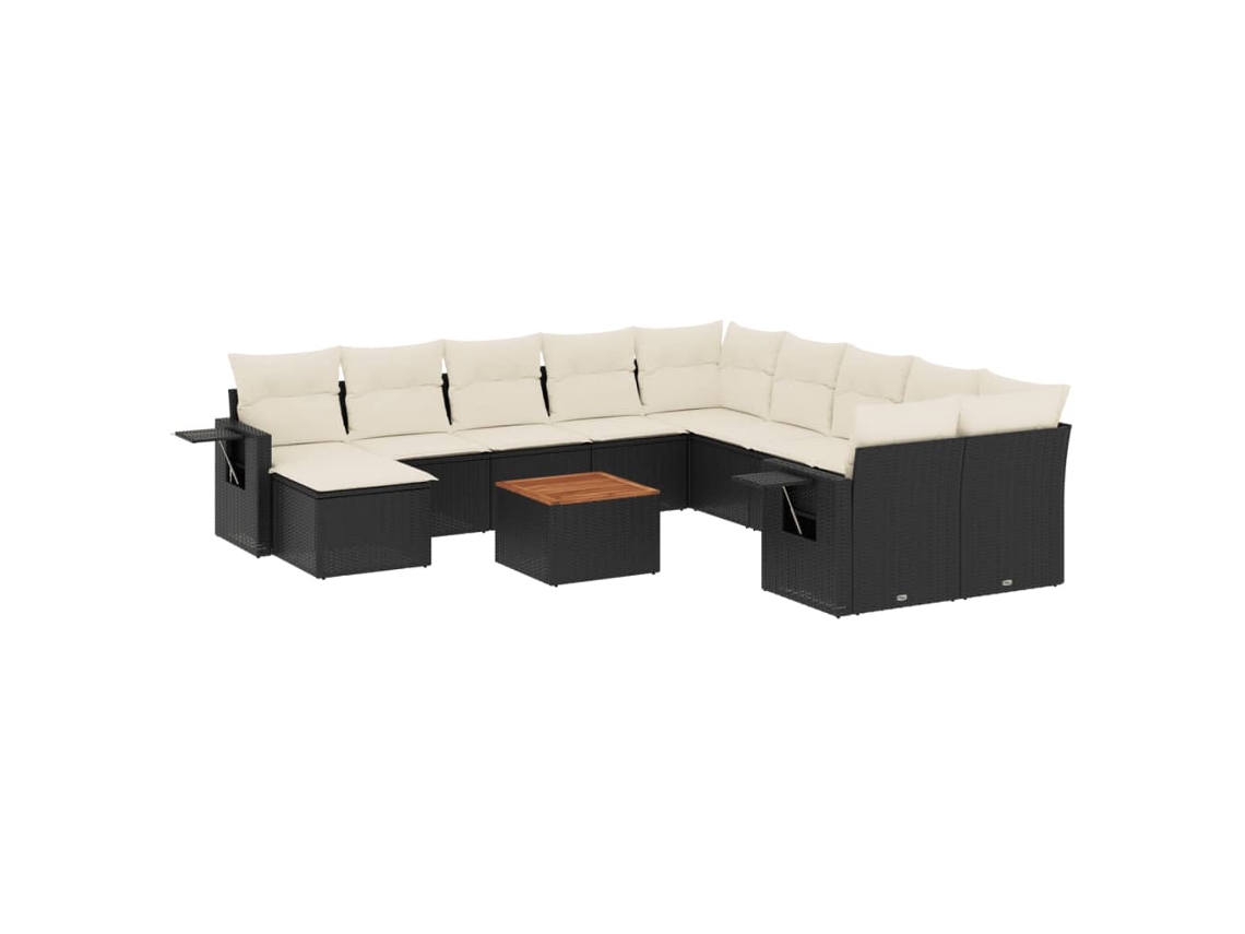 Maison Exclusive - Set De Sofás De Jardín Y Cojines 12 Pzas Ratán Sintético Negro