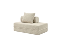 Sofá Modular 2 Lugares Convertible Veludo Listado Beige