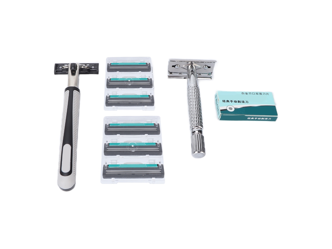 Set De Rasuradoras Manuales De Acero Inoxidable Reutilizables Con 6 Cabezales Y 5 Cuchillas Para Hombres