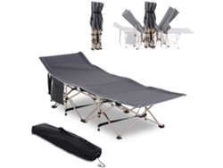 Cama Plegable De Camping Con Bolsa De Acero, Color Gris Oxford, 190x68x52cm