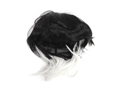 Peluca De Pelo Sintético Corta Y Desaliñada Unisex Con Banda En Negro Y Blanco