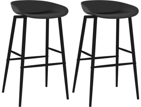 Conjunto 2 Taburete de cocina VIDAXL Negro Plástico (48x47.5x95.5 cm)