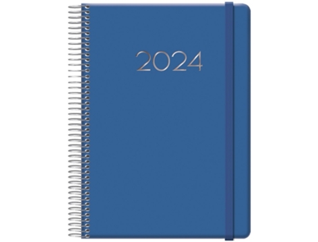 Agenda 2024 Día Página Azul Con Espiral Y Goma Denver 15X21 Cm DOHE
