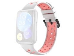 Correa de Silicona dos colores liberación rápida para Huawei Watch Fit 2 - blanco/rosa