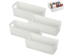 4 Cajas De Plástico Blancas De 27 Cm Para Diversos Artículos.