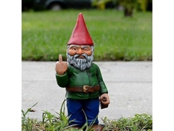 Estatua De Gnomo Con El Dedo Medio Levantado, 15 Cm, Adorno, Divertido, Jardín, Césped, Resina Duradera.