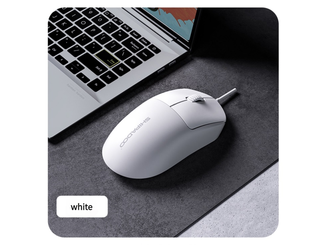 Ratón USB con cable MDUG, acabado mate, rueda de desplazamiento antideslizante, funcionamiento silencioso y cómodo (blanco)