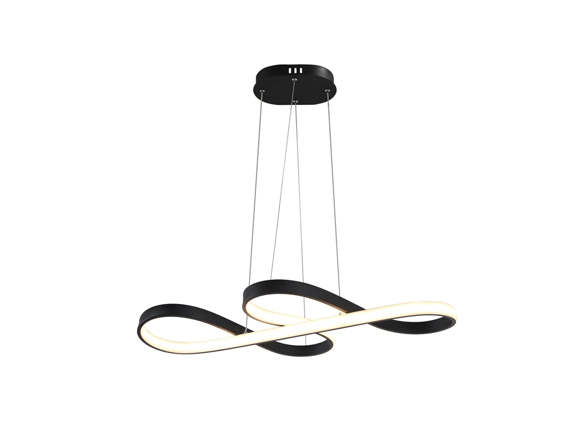 Lámpara Colgante Led Silicona Negro Diam.75Cm Regulable con Mando a Distancia Diseño Moderno para Estudio Salón Cocina Oficina 47W NETTLIFE