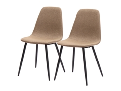 Juego De 2 Sillas De Comedor Minimalistas En Tela Color Caqui Oscuro Y Metal.