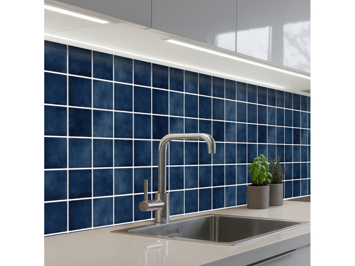 Paneles para salpicadero de cocina - Azulejo moderno - Azul 400x80 cm