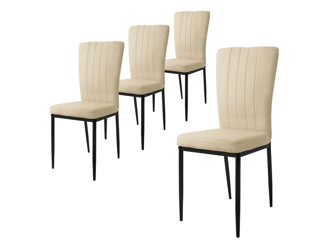 Conjunto de 4 Cadeiras de Jantar ML-DESIGN em Tons de Castanho com Capa de Veludo e Pernas de Metal