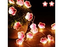Guirnalda De Luces A Pilas Con 40 Led En Forma De Flores De Cerezo.