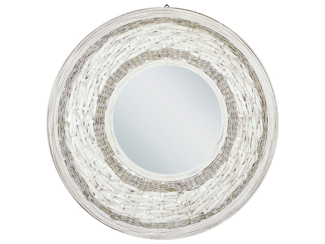 Espelho De Design Moderno Beliani Soledad De Bambu Natural 61x8x61