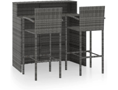 Conjunto 3 de muebles de bar de jardín VIDAXL gris