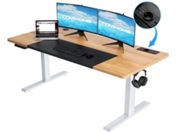 Comhoma Mesa De Escritorio Sentada De Pie Eléctrico 140 X 60, Mesa Ajustable En Altura, Para Oficina, Dormitorio, Madera