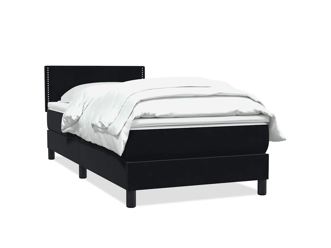 Maison Exclusive - Cama Box Spring Con Colchón Cuero Sintético Negro 90x210 Cm