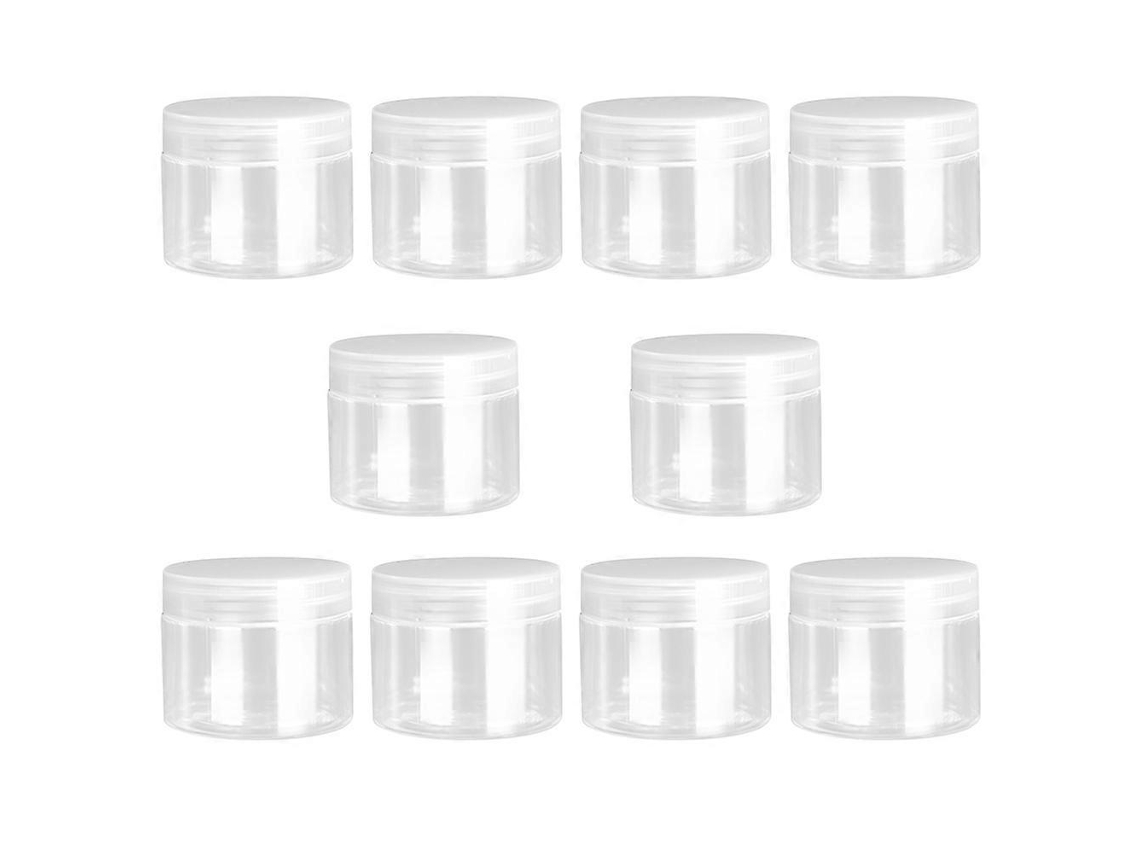 Rebe-10 Recipientes De Plástico Transparentes Para Licores Loción Viaje Maquillaje Pot Jars 5,9*5,9*3,6cm Blanco