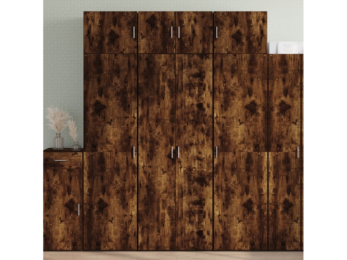 Aparador Alto Madera De Ingeniería Roble Ahumado 70x42,5x185 Cm