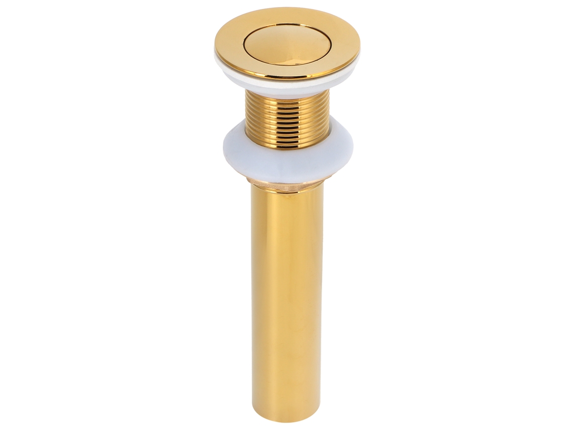 Tapón de desagüe para lavabo de baño dorado, antiobstrucción, sin orificio