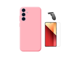 Kit Vidro Clearglass Capa Silicone Líquido Suporte L Phonecare Para Samsung Galaxy S25 Fe - Rosa