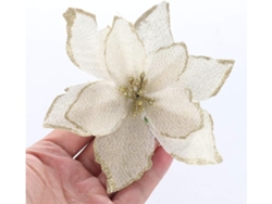 Un Juego De 12 Flores Para Decorar El Árbol De Navidad, Con Purpurina Dorada Artificial, 13 Cm*