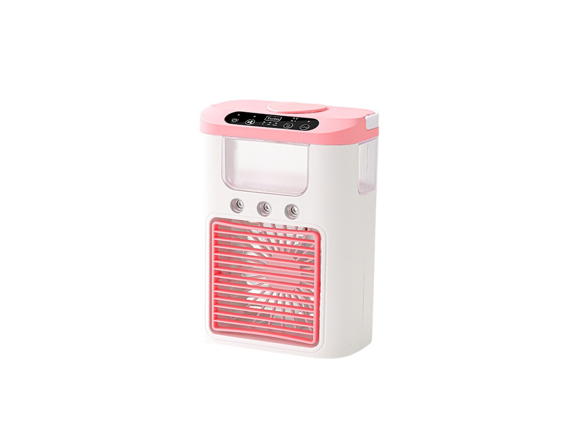 Ventilador portátil Digitallab con carga USB, humidificador, refrigeración y ajuste de viento de tres velocidades (rosa)