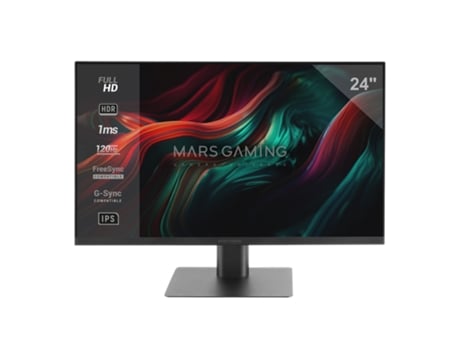 Monitor 24” IPS FHD MARS GAMING MV-24, 120Hz HDR10 1ms, FreeSync y G-SYNC, Altavoces Integrados, Negro