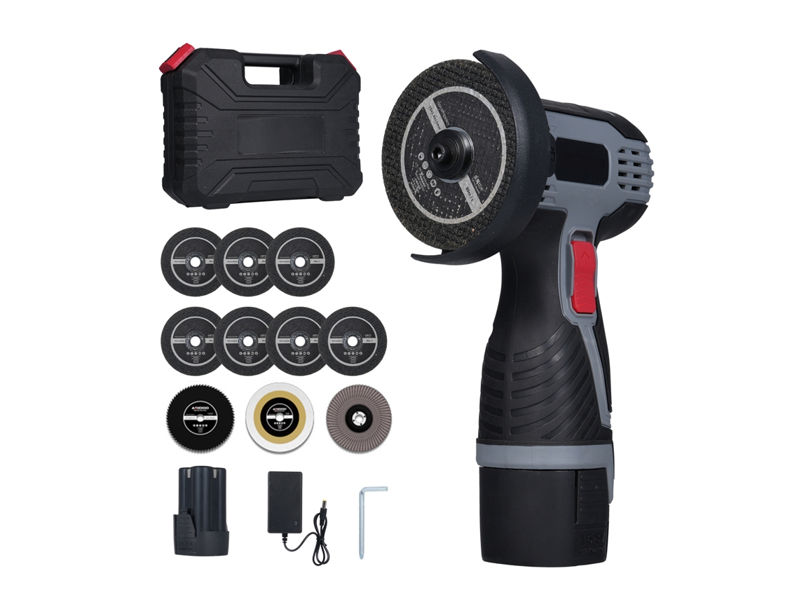 Amoladora Angular Inalámbrica De 28000 Rpm, 16,8 V, 2 Baterías De 1500 Mah, Luz Led, Cuchilla Para Cortar Y Pulir.