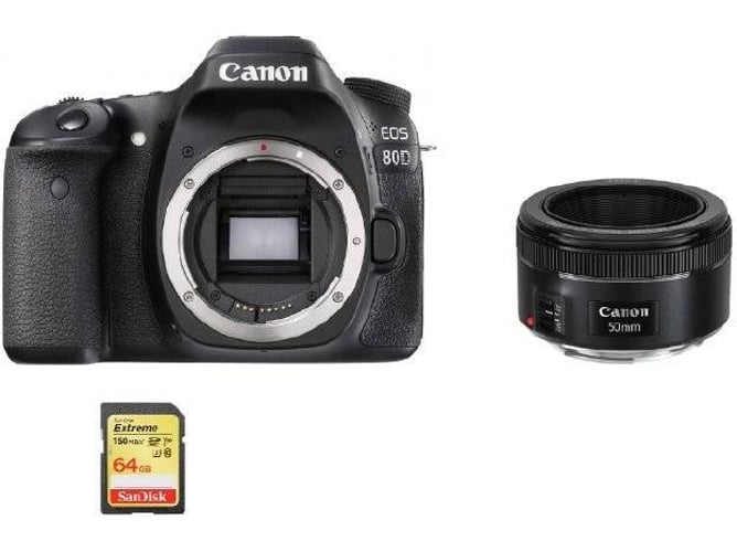 Kit Cámara Réflex CANON EOS 80D + EF 50mm F1.8 STM + SD 64GB