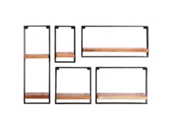 Estantería de pared de 5 piezas de madera maciza de acacia (EXCLUSIVA DE MAISON)