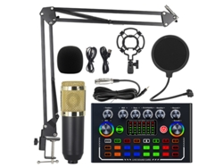 Micrófono de condensador profesional BM800, tarjeta de sonido F009, equipo de grabación de podcast Cuich (dorado)