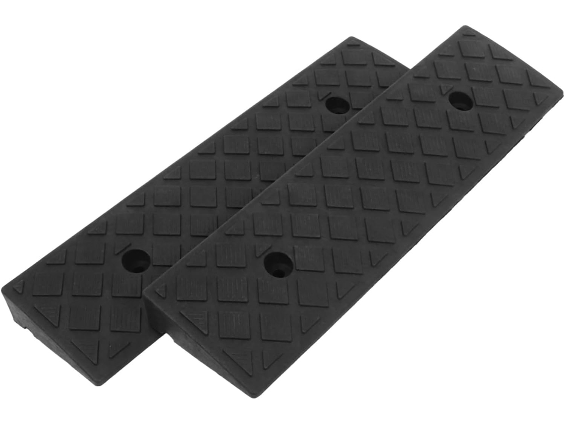 Rampa De Acceso Antideslizante Para Umbral, 2 Piezas, 50x13x4 Cm, Plástico Negro, Para Uso En Aceras Y Vehículos.