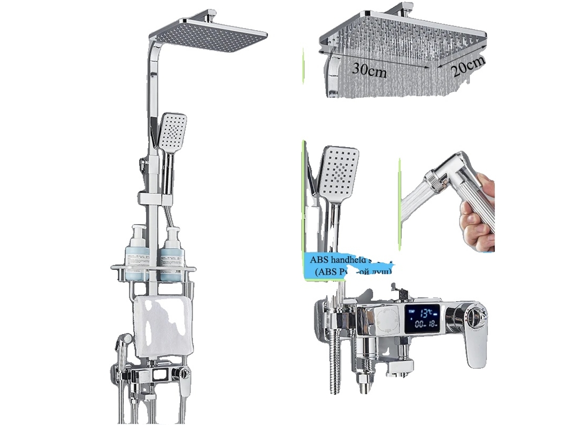 Juego de grifo de ducha termostático, control de doble manguera, sistema de termostato automático, termostático-dis-b4
