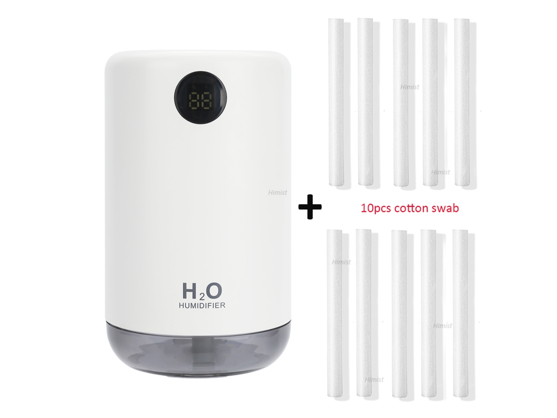 Humidificador de aire, indicador de batería, 500 ml, 2000 mAh Mdug (blanco, 10 filtros)