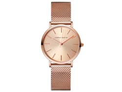 Reloj De Pulsera De Cuarzo Sencillo Para Mujer Con Brazalete De Malla Fina, Oro Rosa.