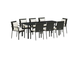 Maison Exclusive - Conjunto De Comedor De Jardín 9 Pcs Negro Ratán Sintético