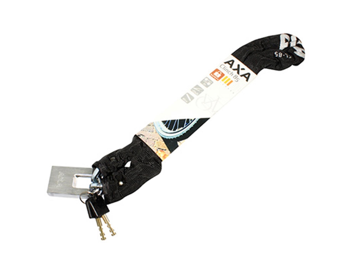 Cerradura de cadena de acero reforzado con cubierta de goma y llave de seguridad 8 AXA CLINCH+ 85 cm x 6 mm