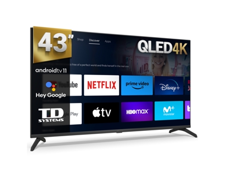 Smart TV 43 pulgadas QLED 4K Hey Google Official Assistant con control por voz. Televisor Android 11 - TD SYSTEMS PRIME43C19GLQ